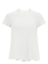 Sacai Pleated Back T-shirt In Bianco
