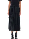 Sacai Windowpane-print Maxi Skirt In Black