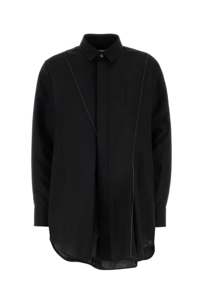 Sacai Women's Polyester-wool Blend Shirt In Black