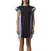 Sacai Black & Navy Poplin & Cotton Jersey Minidress In Navy\u00d7blue Stripe