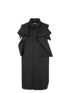 Sacai Poplin Dress With Cap Sleeves And Ruffled Detail