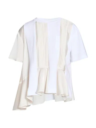 Sacai Satin X Cotton Jersey T-shirt In Multi