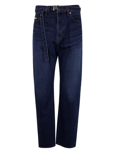 Sacai Straight Denim Pants In Blue