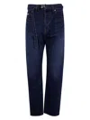 Sacai Belted Straight Jeans In Blue