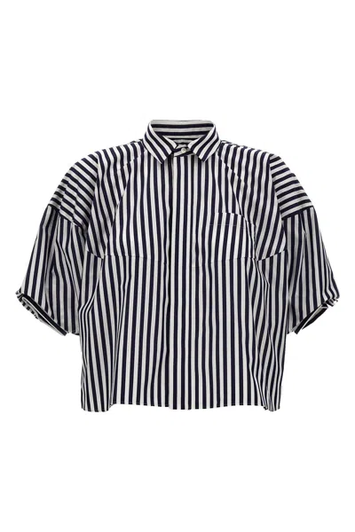 Sacai Striped Shirt In Blue