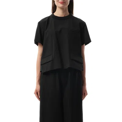 Sacai Women's Suiting Short-sleeve Pullover In Black