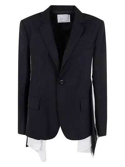 SACAI WOMEN'S SUITING X COTTON POPLIN JACKET