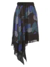 Sacai Women's Sun Surf Monstera Skirt Elastic Waist Asymmetric In Black