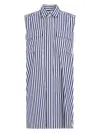 Sacai Navy Blue Stripes Cotton Thomas Mason Dress In Blue