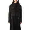 Sacai Tweed Wool Short Jacket In Black/brown