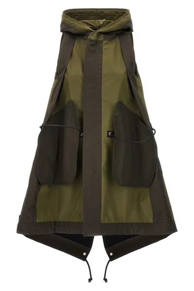 Sacai Two-material Vest In Green