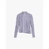 Sacai Striped Classic-collar Shirt In Navy Stripe