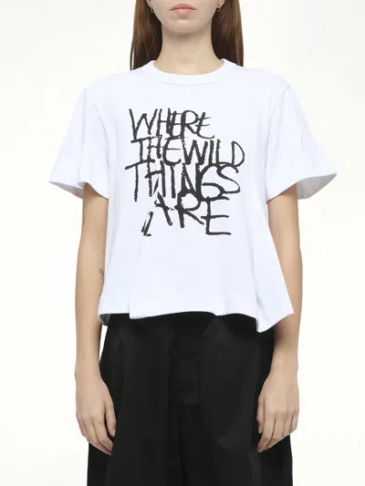 Sacai Graphic-print T-shirt In White