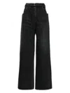 Sacai Wide-leg Belted Jeans In Black