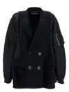 Sacai Women's Wool Melton X Nylon Twill Quilted Coat In Black