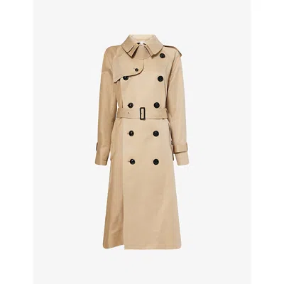 Sacai Womens Beige Belted Double-breasted Cotton-blend Trench Coat