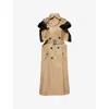 Sacai Womens Contrast-texture Sleeveless Cotton-blend Midi Dress Beige Black In Beige Black