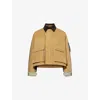 Sacai Hybrid Cargo Pocket Contrast Collar Utility Jacket In Beige Khaki