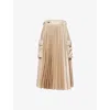 Sacai Womens Beige Pleated Wrap-front Woven Midi Skirt