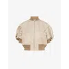 Sacai Womens Beige Regular-fit Puffed-short-sleeves Shell Jacket