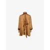 Sacai Womens Beige Relaxed-fit High-neck Woven Mini Dress In Brown