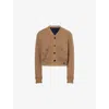 Sacai Womens Beige V-neck Crop Cotton-blend Cardigan In Beige