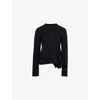 Sacai Womens Black Asymmetric Round-neck Wool-blend Jumper In Black