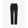 Sacai Womens Black Belted Straight-leg Denim Jeans In Black