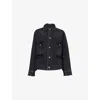 Sacai Womens Tweed Pleated Denim Jacket Black Black Xl