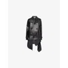 Sacai Womens Black C Gray Layered Leather And Wool Knit Jacket In Black