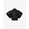 Sacai Womens Black Gabardine Contrast-sleeve Cropped Cotton-blend Jacket