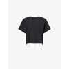 Shop Sacai Womens Pleated Asymmetric-hem Woven-blend Top Black Off White