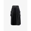 Sacai Womens Black Pleated Wrap-front Woven Midi Skirt In Black