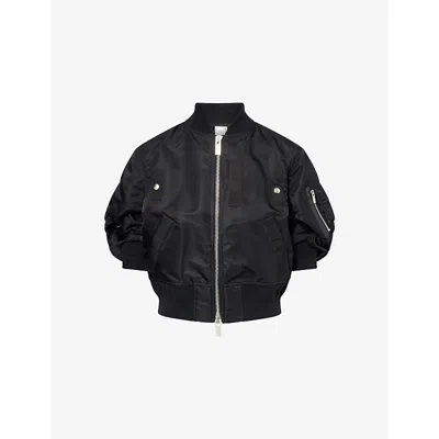 Sacai Womens Black Regular-fit Puffed-short-sleeves Shell Jacket Xl