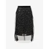 Sacai Womens Black Sequin-embellished Layered Midi Skirt In Black