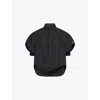 Sacai Womens Black Shell-short-sleeves Crop Woven Shirt