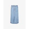 Sacai Womens Blue Flared Asymmetric Denim Midi Skirt In Blue