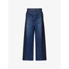 Sacai Womens Panelled Suiting Wide-leg Denim Trousers Blue Navy In Blue Navy