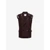 Sacai Womens Brown Double-breasted Relaxed-fit Woven Vest In Brown