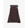 Sacai Womens Brown Pleated Regular-fit Woven Midi Skirt In Brown