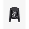 Sacai Womens C Gray Black Sequin-embellished Wool Jumper In Gray