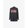 Sacai Womens C Gray Graphic-embroidered Long-sleeve Wool Shirt In Gray