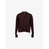 Sacai Womens Brown Off White Contras-panel V-neck Cotton-blend Cardigan