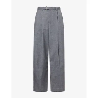 Sacai Womens Gray Barrel-leg Suiting Wool Trousers