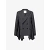 Sacai Womens Gray Glen-check Pleated Wool Blazer In Gray
