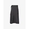 Sacai Womens Gray Glen Check Wool Midi Skirt In Black