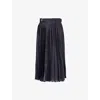Sacai Pleated Grey Skirt With Denim And Soft Fabric Construction In Black