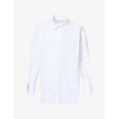 Sacai Womens Layered-collar Oversized Cotton-blend Shirt Off White