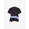 Sacai Womens Navy Blue Stripe Tiered Patch-pocket Cotton Top Xl In Blue