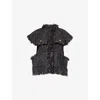 Sacai Womens Navy Fringed Sleeveless Wool-blend Jacket Xl In Black